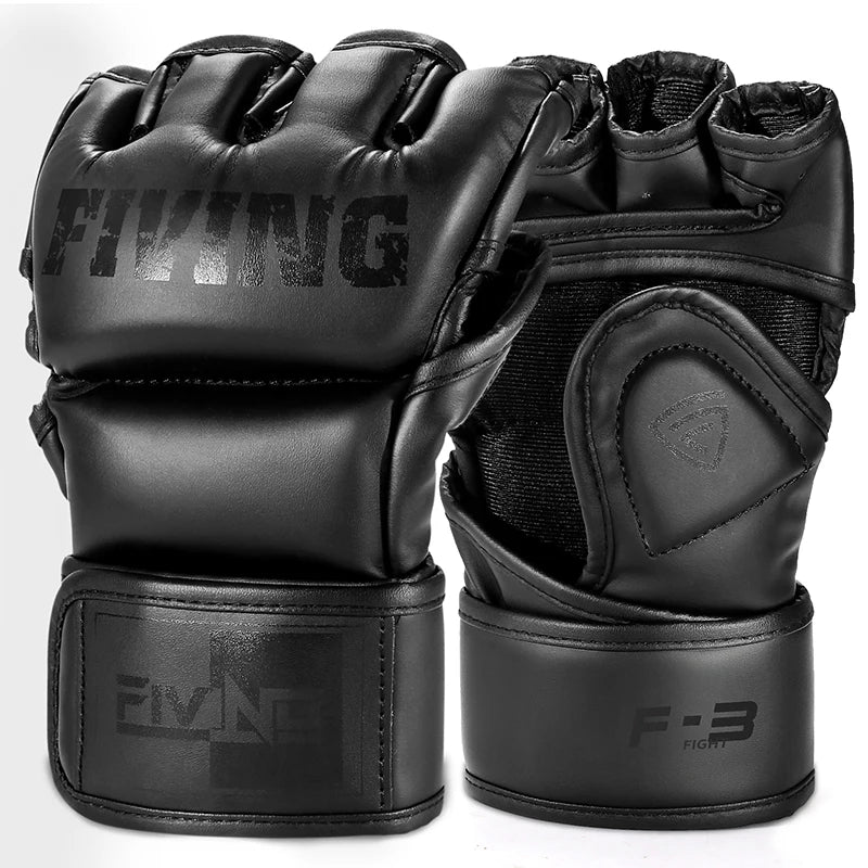 Half Finger Boxing Gloves PU Leather MMA Fighting Kick Boxing Gloves Karate Muay Thai Training Workout Gloves Men