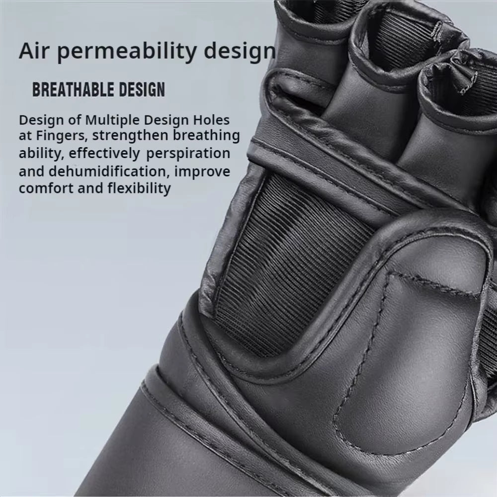 Half Finger Boxing Gloves PU Leather MMA Fighting Kick Boxing Gloves Karate Muay Thai Training Workout Gloves Training Gear Men